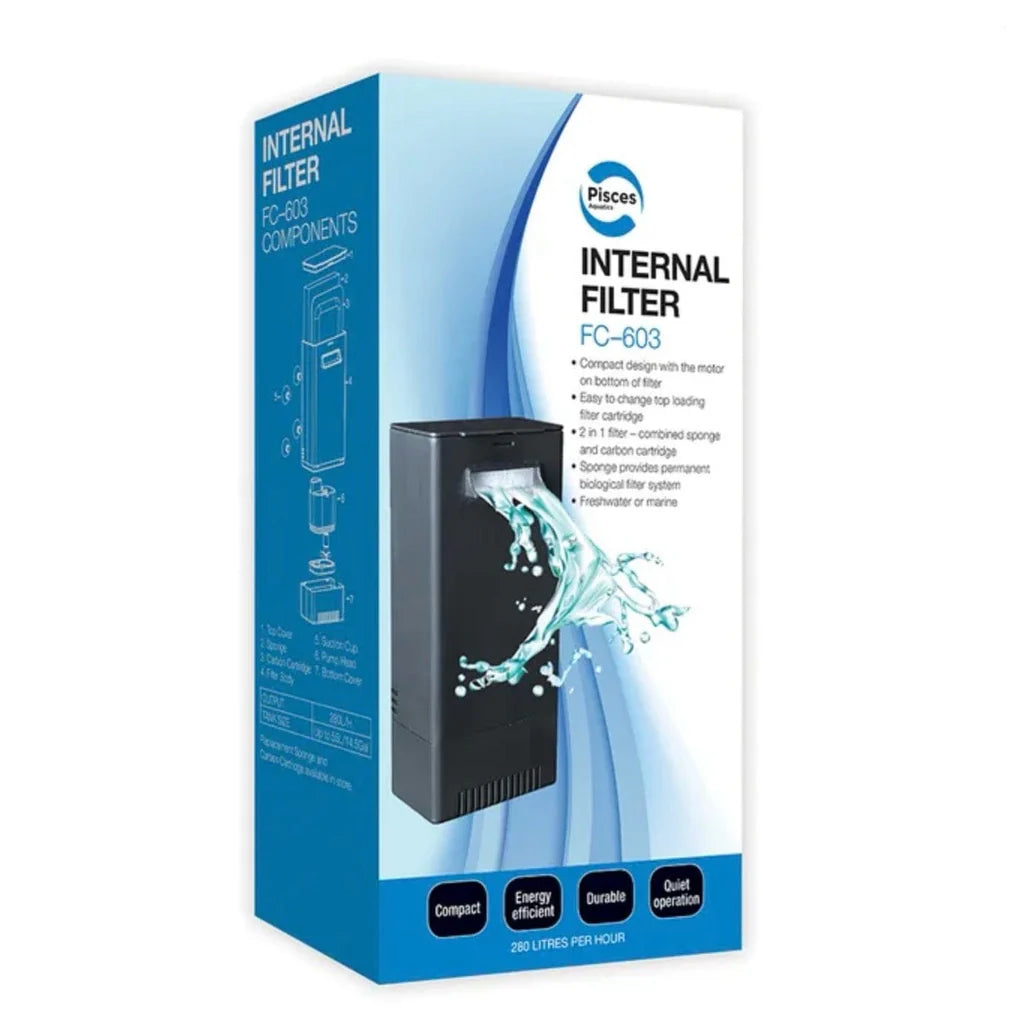 Pisces Aquatics Internal Hangon Filter 230L/Hr (50L Tanks)